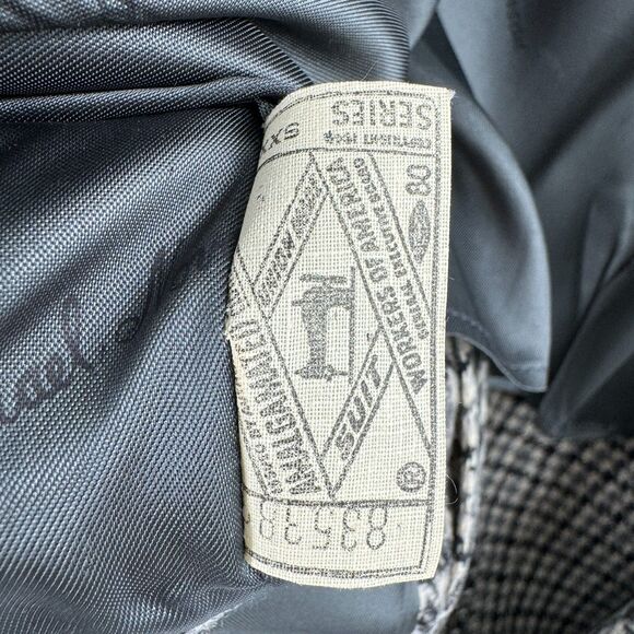 MICHAEL NOVARESE Vintage Beige Black Houndstooth 100% Wool Blazer Size 42R - Picture 8 of 12